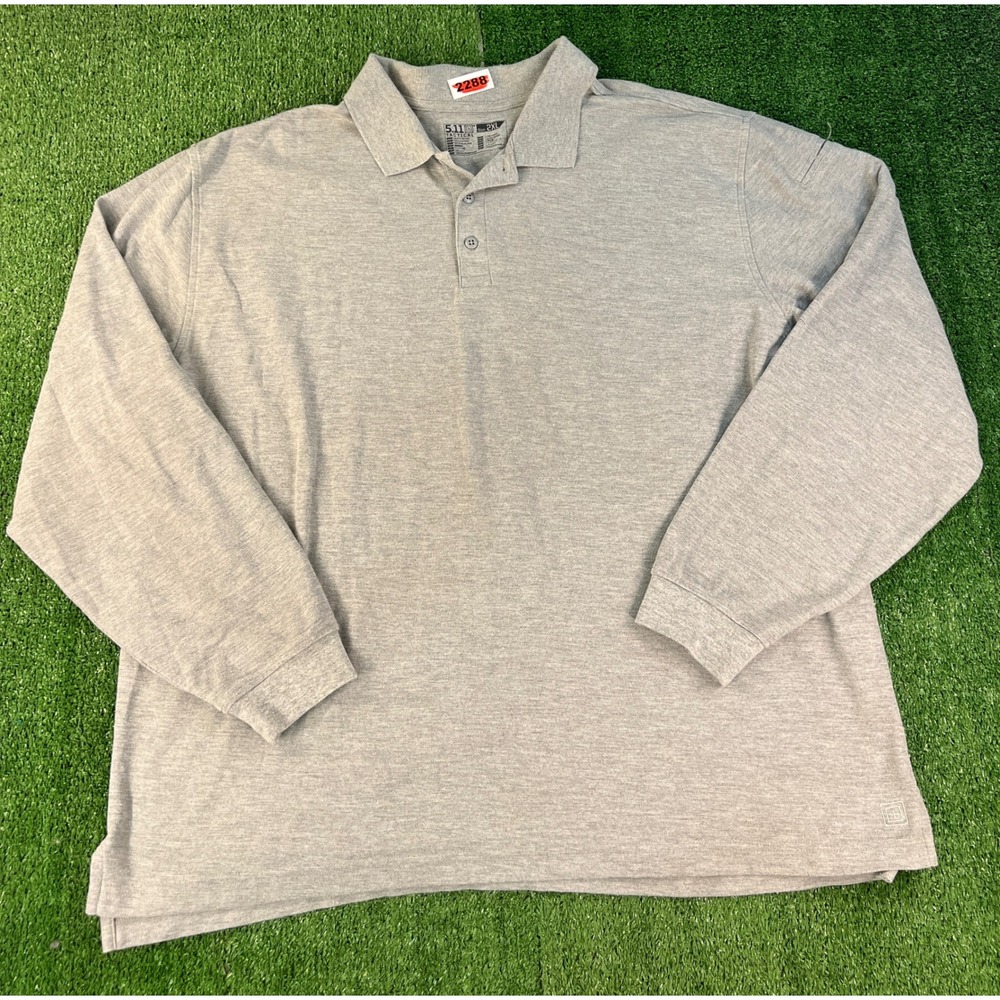 5.11 Tactical Mens Long Sleeve Polo Shirt Heather Grey 2XL Professional Duty